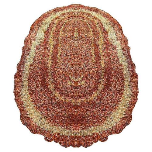 8' Foot Hand Woven Tricolor Oval Scandinavian Shag Rug