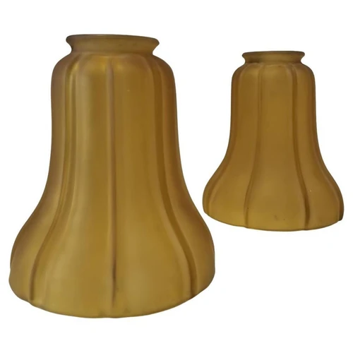 2" Amber Frosted Fluted Art Nouvea Style Bell Shade, Pair
