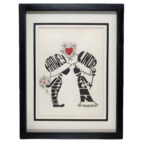 Framed "Personettes" Silhouette Art Lithograph by Julie Dennis, Framed