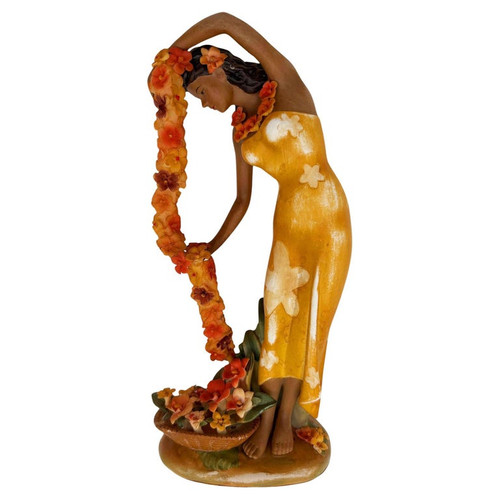 1930 Hawaiian "Cascading" Hand-Painted Fine Porcelain Statue by Lei Gill