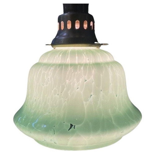 Murano Style Celedon Mint Glass Swirl Bell 2" Globe with Brass Pendent Fitter
