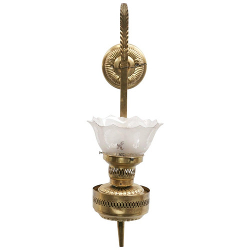Victorian Brass Electric Converted Oil Lamp Wall Sconce, 5 Available