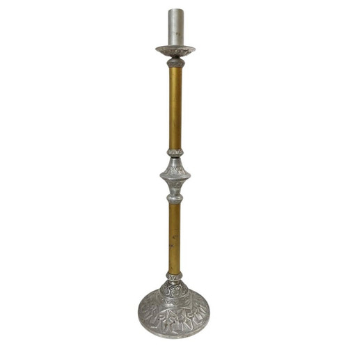 Arts and Crafts Two Tone Aluminum and Brass Art Deco Floor Standing Candelabra