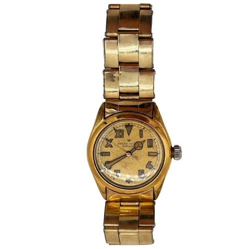 1947 Rolex Oyster Bubbleback “Elegante” Gold-Plated Wristwatch w California Dial