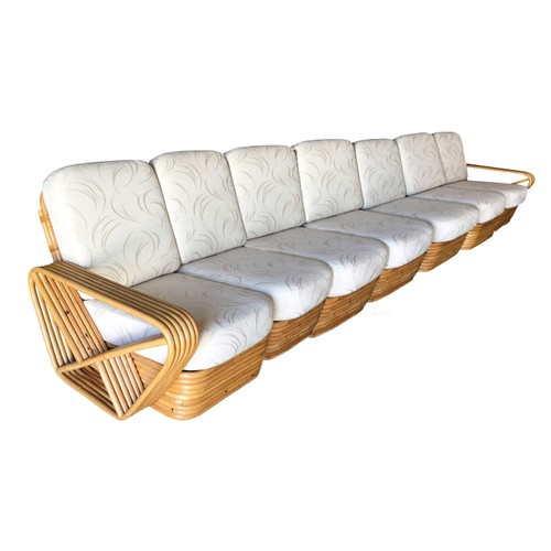 Restored Art Deco Six-Strand Square Pretzel Seven-Seat Sectional Sofa