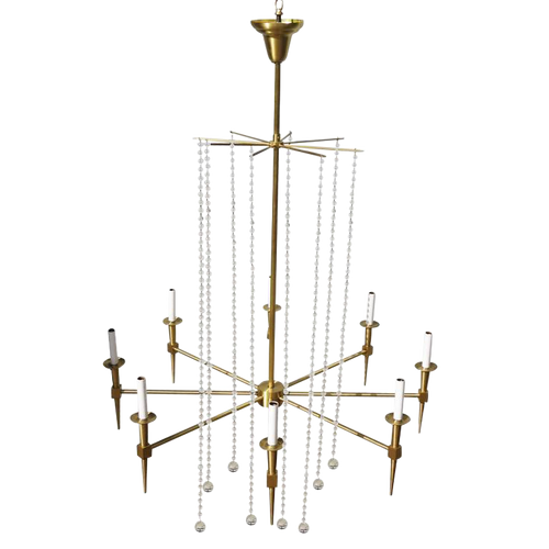 Solid Bronze Parzinger Style High Style Chandelier with Crystal Solid Bronze Parzinger Style High Style Chandelier with Crystal