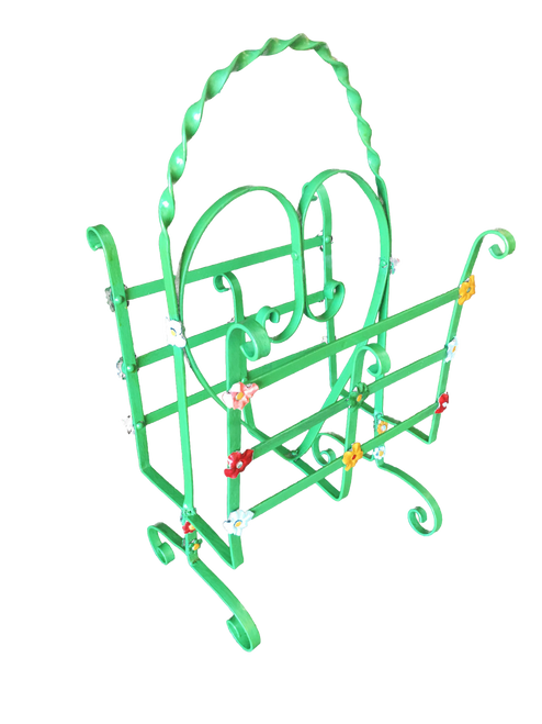 Wrought Iron Heart Floral Accent Magazine Stand