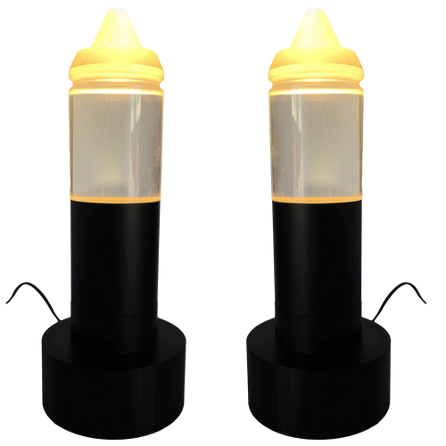 Modern Steel Table Lamp With Cone Shaped Glass Shade, Pair Modern Steel Table Lamp With Cone Shaped Glass Shade, Pair