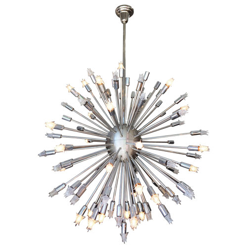 Large Mid-Century Style Chrome Multi-Light Sputnik Chandelier Large Mid-Century Style Chrome Multi-Light Sputnik Chandelier