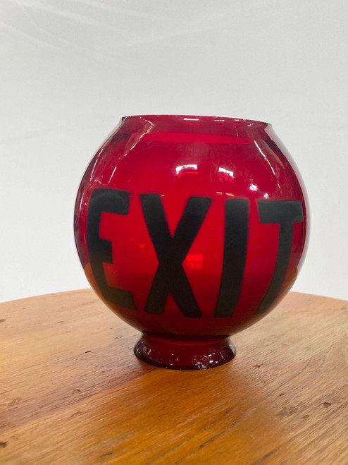 シーリングライト・天井照明 Rare! 30s VTG EXIT Red Glass Light globe 1930s Ruby Red Glass Lightly Etched Exit Light Globe - Harveys on