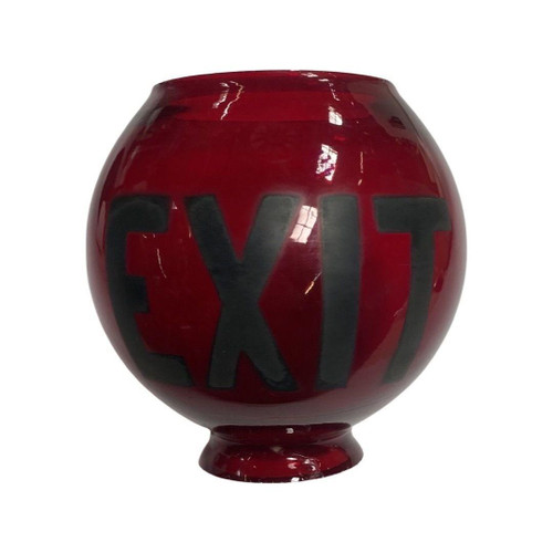 シーリングライト・天井照明 Rare! 30s VTG EXIT Red Glass Light globe 1930s Ruby Red Glass Lightly Etched Exit Light Globe - Harveys on