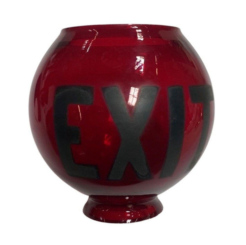 1930s Ruby Red Glass Lightly Etched Exit Light Globe - Harveys on