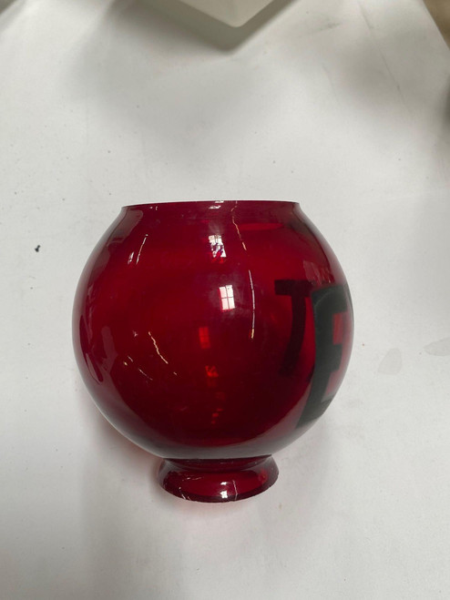 1930s Ruby Red Glass Lightly Etched Exit Light Globe - Harveys on
