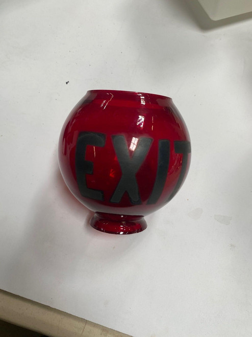 1930s Ruby Red Glass Lightly Etched Exit Light Globe - Harveys on