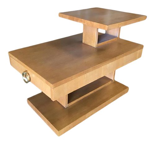 1940s Large Architectonic Side Table With Bronze Pull by Lane