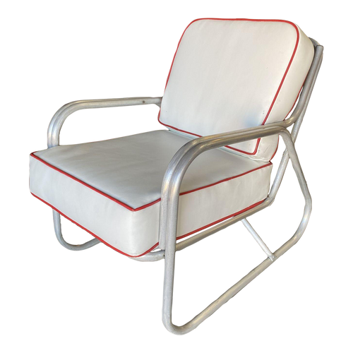 1950s Aluminum Patio Slider Lounge Chair With Speed Arm 1950s Aluminum Patio Slider Lounge Chair With Speed Arm