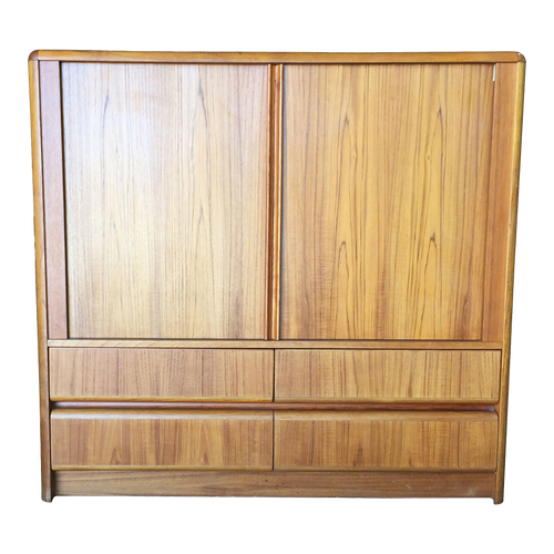1990s Vintage Side Rolling Front Wardrobe with Media Center