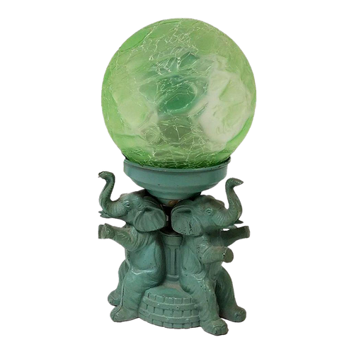 Art Deco Spelter Metal Elephant Lamp With Crackle Shade by A.P.T NY