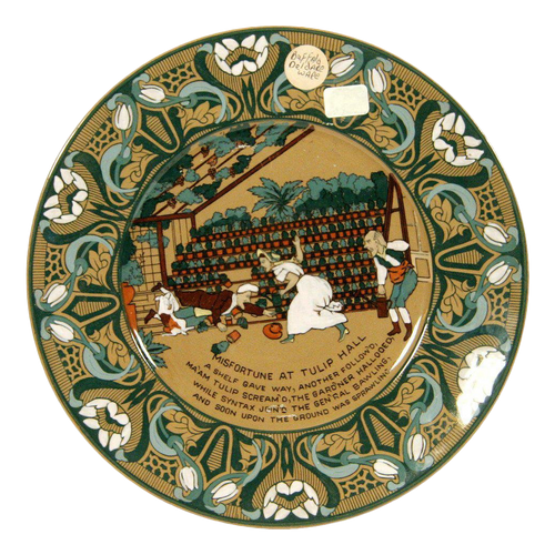 Early 20th Century Buffalo Pottery Deldare "Misfortune at Tulip Hall" Plate