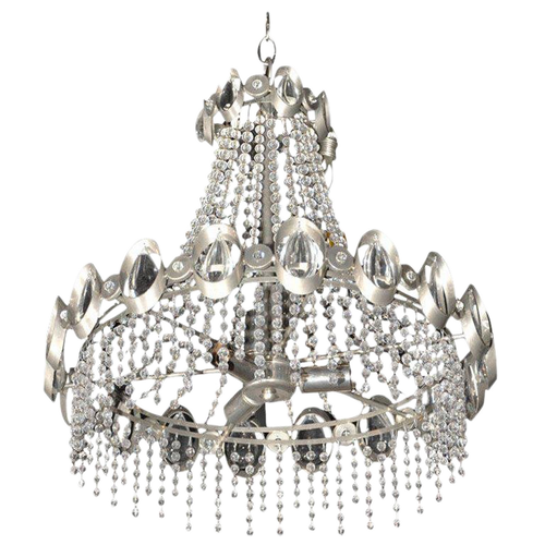 Gaetano Sciolari Chrome and Beaded Crystal Chandelier