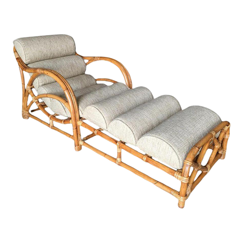 Restored Two-Strand "1940s Transition" Rattan Chaise Lounge Restored Two-Strand "1940s Transition" Rattan Chaise Lounge