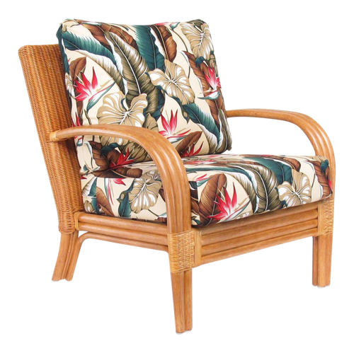 Loop Arm Rattan "Regata" Lounge Chair w/ Woven Wicker Back Loop Arm Rattan "Regata" Lounge Chair w/ Woven Wicker Back