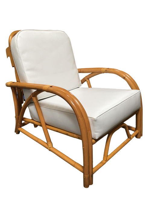 Restored Vintage 1949er Rattan Reclining Lounge Chair With Arched Arms Restored Vintage 1949er Rattan Reclining Lounge Chair With Arched Arms