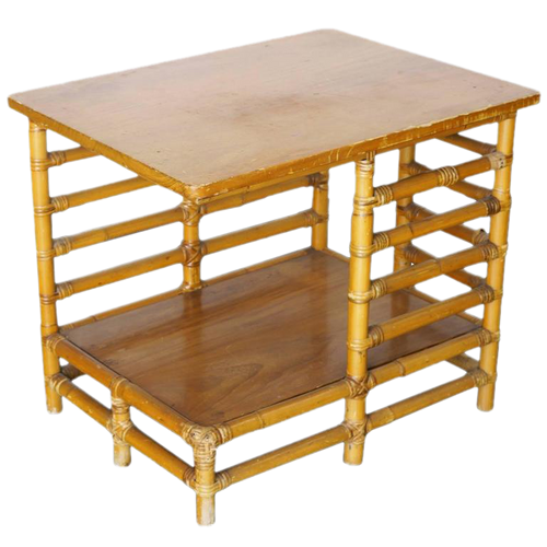Restored Vintage 1940s Rattan Floating Ladder Side Table Restored Vintage 1940s Rattan Floating Ladder Side Table
