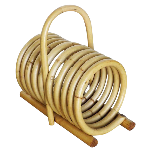 Restored Vintage Rattan Magazine Holder With Carrying Handle
