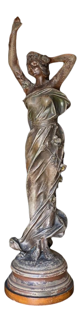 1910s Large Art Nouveau Bronze Alloy Female Nymph Sculpture Lamp by Julien Causs? 1910s Large Art Nouveau Bronze Alloy Female Nymph Sculpture Lamp by Julien Causs?