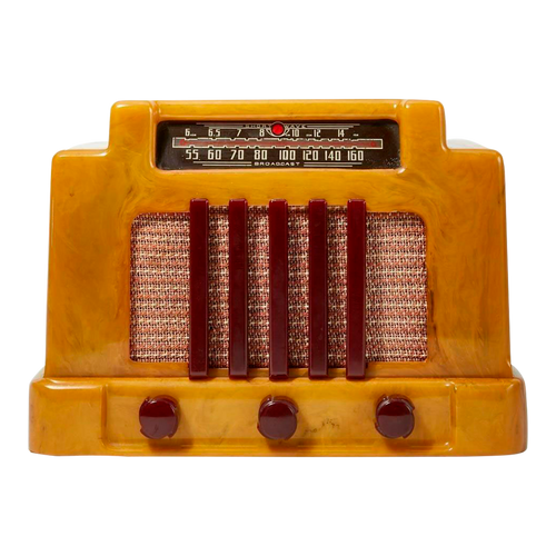 1930s Addison Model 5d Black & Butterscotch Marbled Catalin 'Courthouse' Tube Radio 1930s Addison Model 5d Black & Butterscotch Marbled Catalin 'Courthouse' Tube Radio