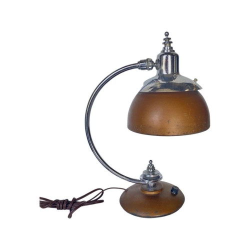 1930s Machine Age Chrome and Copper Desk Lamp 1930s Machine Age Chrome and Copper Desk Lamp
