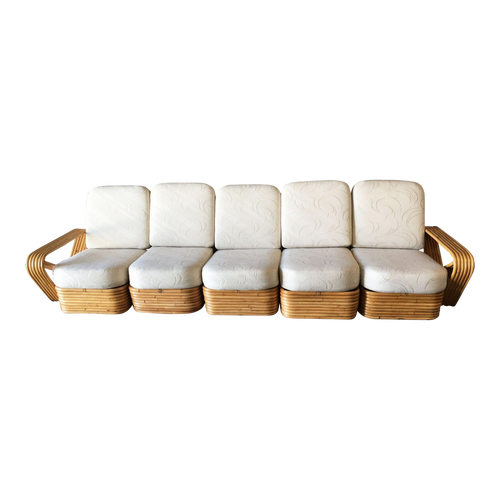 1930s Restored Art Deco Six-Strand Square Pretzel Five-Seat Sectional Sofa