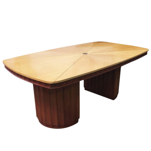 1940s Eliel Saarinen Style Dining Table with Sculpted Bases and Inlay Top