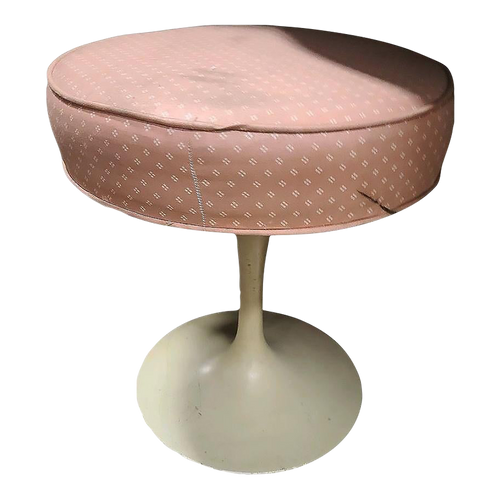 1950s Mid-Century Pink Seat Tulip Vanity Stool