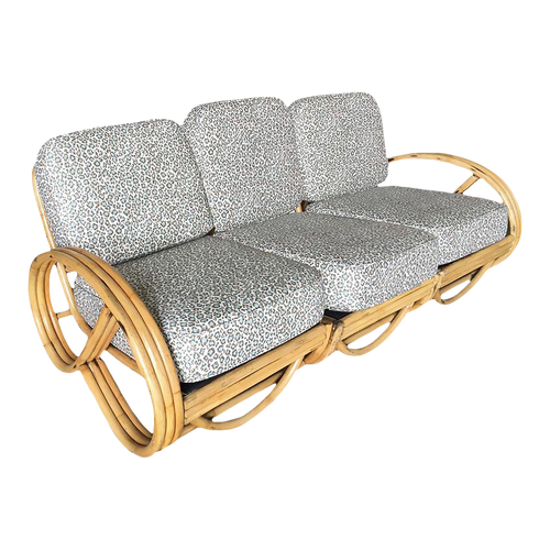 1950s Restored 3/4 3 Strand Round Pretzel Rattan Sectional Sofa 1950s Restored 3/4 3 Strand Round Pretzel Rattan Sectional Sofa
