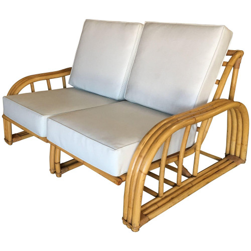 Original Hand Made Historic Arched 3-Strand Rattan Settee by Paul Laszlo Original Hand Made Historic Arched 3-Strand Rattan Settee by Paul Laszlo