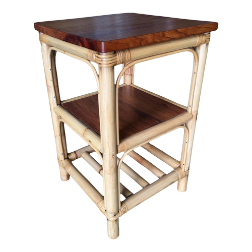 1950s Restored Rattan Square Side Table 1950s Restored Rattan Square Side Table