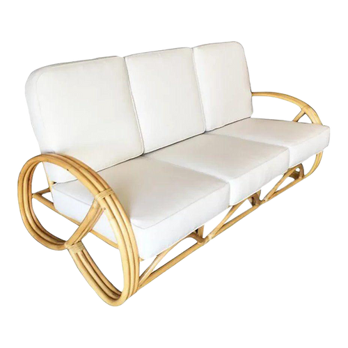 1950s Restored Three-Strand 3/4 Pretzel Arm Rattan 3-Seater Sofa 1950s Restored Three-Strand 3/4 Pretzel Arm Rattan 3-Seater Sofa