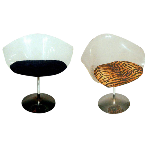 1960s Charles Hollis Jones Lucite and Chrome Swivel Chairs - Pair 1960s Charles Hollis Jones Lucite and Chrome Swivel Chairs - Pair