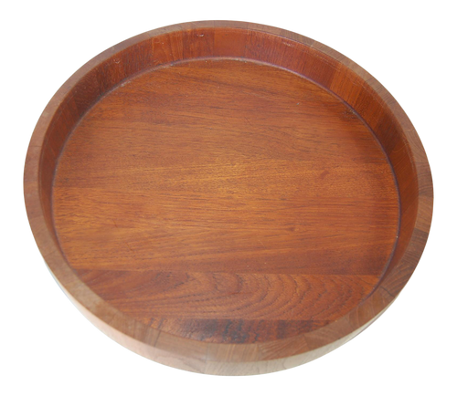 1960s Mid Century Teak and Stainless Steel Salad Serving Bowl by Cobblewood Lundtofte Denmark