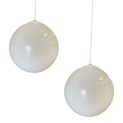 1990s Modern Style Hanging Glass Ball Fixture, Pair