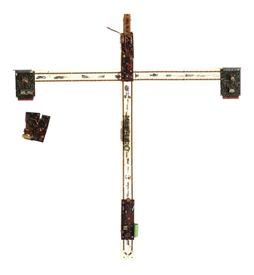 Abstract "Tronic Cross" Artography Large Mixed Media Sculpture by Pasqual Bettio Abstract "Tronic Cross" Artography Large Mixed Media Sculpture by Pasqual Bettio