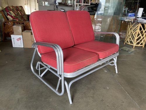 Aluminum Patio/Outdoor Sled Base Rocking Slinder Loveseat Sofa Aluminum Patio/Outdoor Sled Base Rocking Slinder Loveseat Sofa