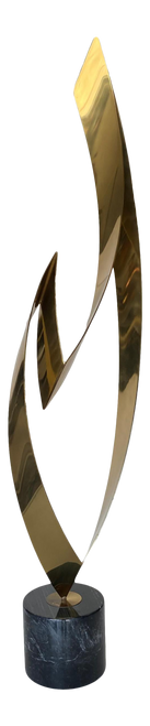 Brass and Marble Abstract "Eternal Flame" Sculpture by Curtis Jere for Artisan House, 1984