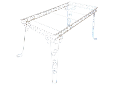 Custom 4 Person Outdoor "Circle 8" Iron Table W/ Glass Top