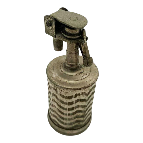 Hand Etched Cylinder Table Lighter, Circa 1930 Hand Etched Cylinder Table Lighter, Circa 1930