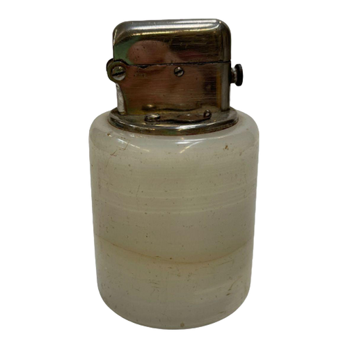 Hand Polished White Agate and Chrome Table Lighter, Circa 1930