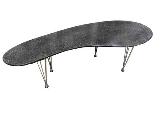 Large 67" Mid-Century Biomorphic Coffee Table W/ Wire Spoke Legs