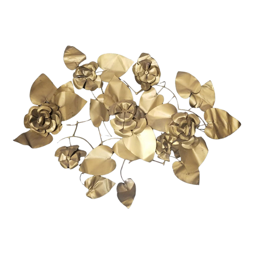 Mid-Century Regency Brass Folded Metal Floral Wall Sculpture